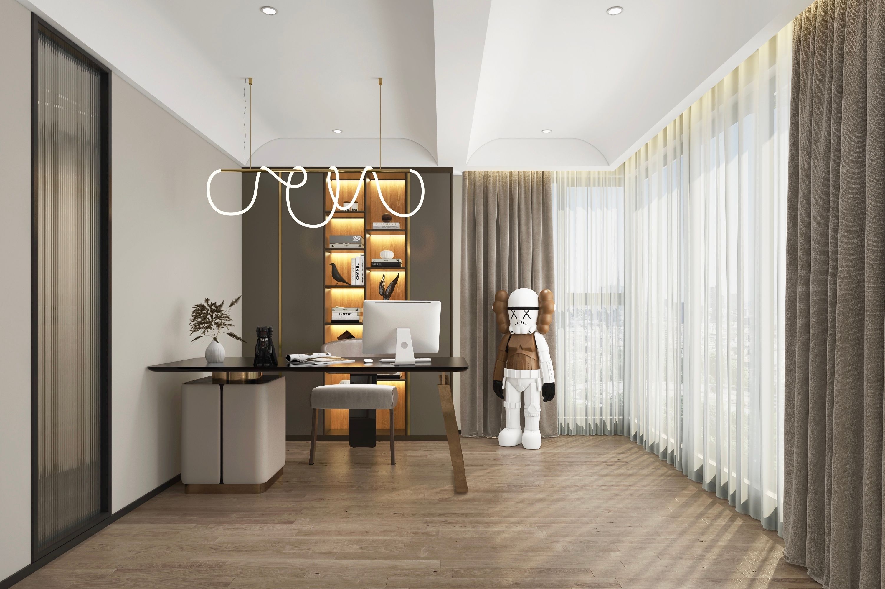 轻奢风格,采光绝好的书房如何设计?