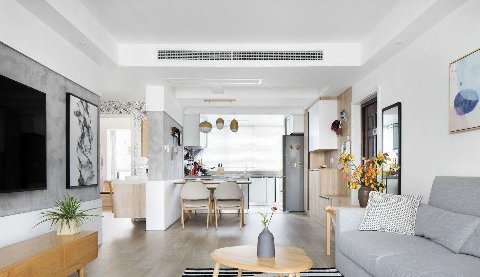 12万装122㎡三居北欧风,水泥背景墙个性十足,闺蜜都夸好洋气!