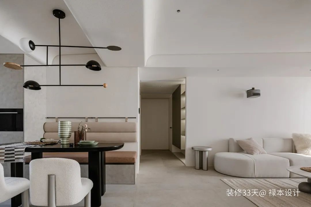 装修设计:122平温柔素色现代简约三室