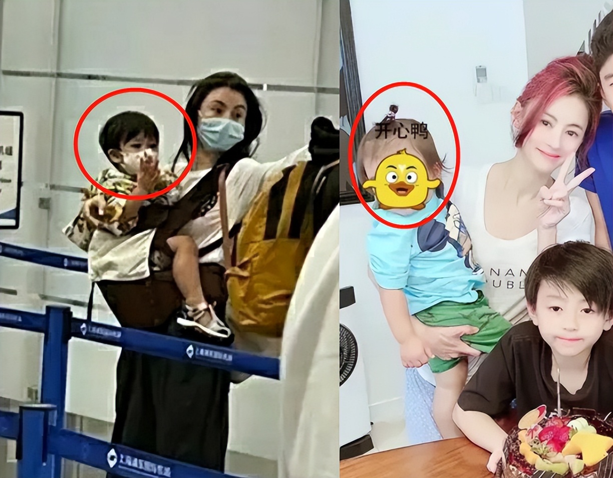 张柏芝|张柏芝与俩儿子出游!二儿子车中啃鸡腿满嘴是油,长相酷似谢霆锋