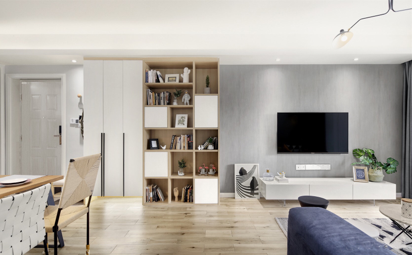 90㎡简约北欧，全屋蓝灰主色调，色彩多变，朋友：有点小清新