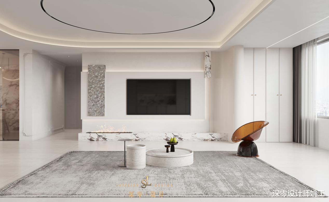 合肥-融创玖樟台150㎡三室,用岩板和线条把控细节,不浮夸不张扬