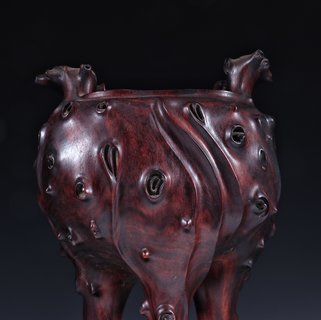 小叶紫檀|晚清 小叶紫檀双耳香炉