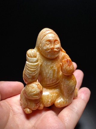 核桃|明 和田玉籽料 沁色 胡人戏狮 摆件 古玉 老玉