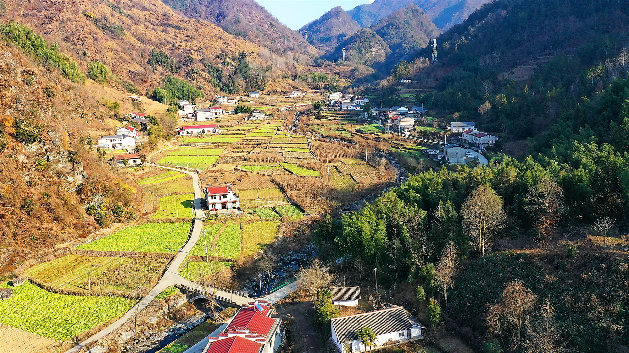 |陕南乡村田园，松杉河晴冬，遇见不一样的风景