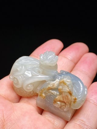 嘉庆|清嘉庆 和田玉籽料 苍龙教子 双联印 玉印 印章