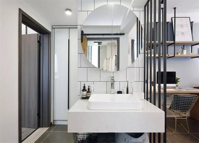 67平简约风一居室加一个开放式书房,这样的家更浪漫