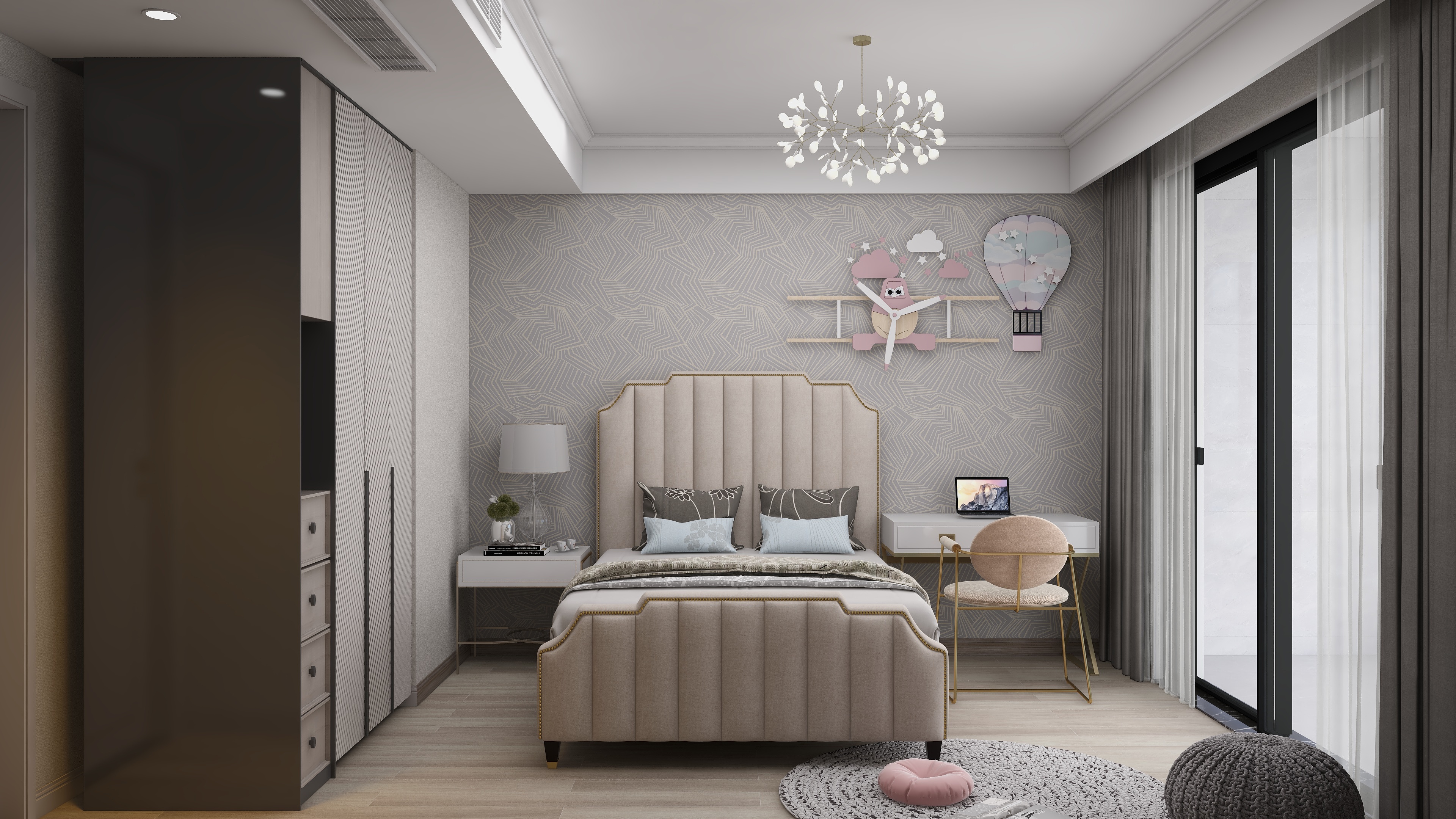 嵌入式餐边柜设计 112平米现代轻奢风装修案例鉴赏