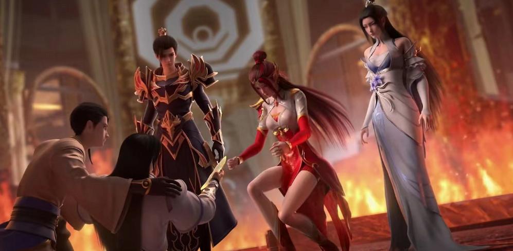 石昊|红凰蓝雨秀大长腿,太阳神女飞天而去,石昊月婵连交杯酒都喝上了