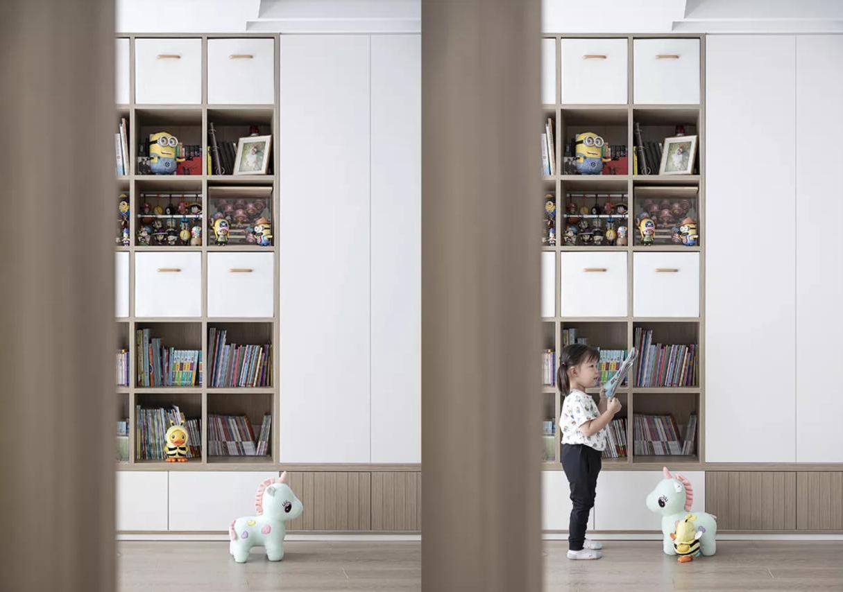 越来越多人喜欢将门套包到顶,看她103㎡家,清爽又温馨