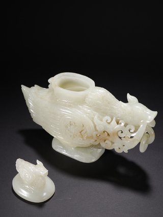 和田玉籽料|旧藏·老和田玉籽料吉祥鸟盖炉