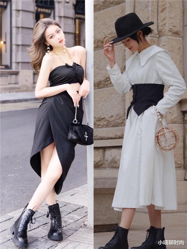 小白鞋不兴了，今年流行的“过膝裙”，配夏季靴，妥妥的显瘦显高
