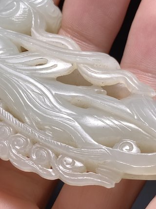 玉雕|明 和田玉籽料 白玉 飞天 挂件把件