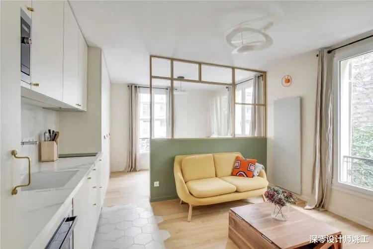 她家客厅书房,用半墙+玻璃隔断分区,通透又高级,彻底被安利到了!