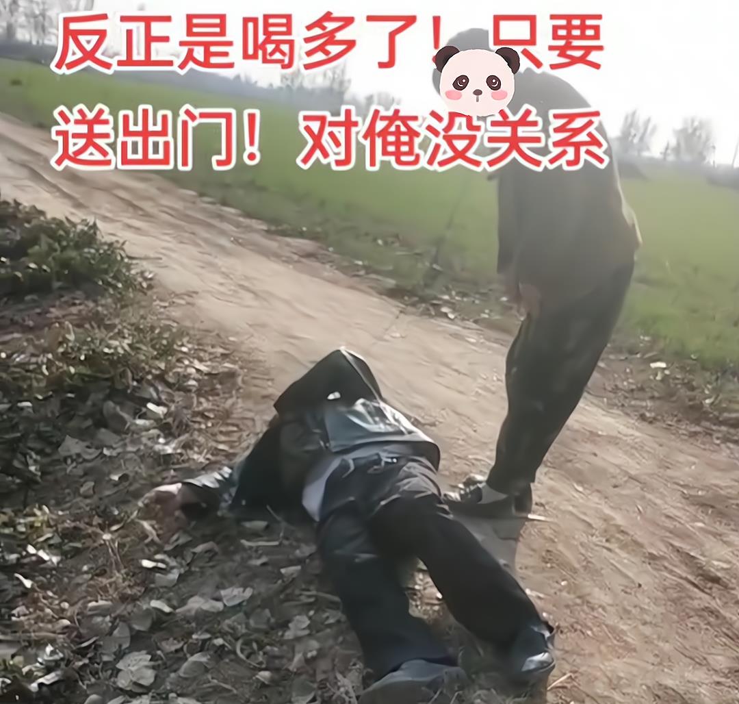 丈夫喝醉酒躺路边,妻子过来一脚给踢沟里,一起喝酒的朋友尴尬了