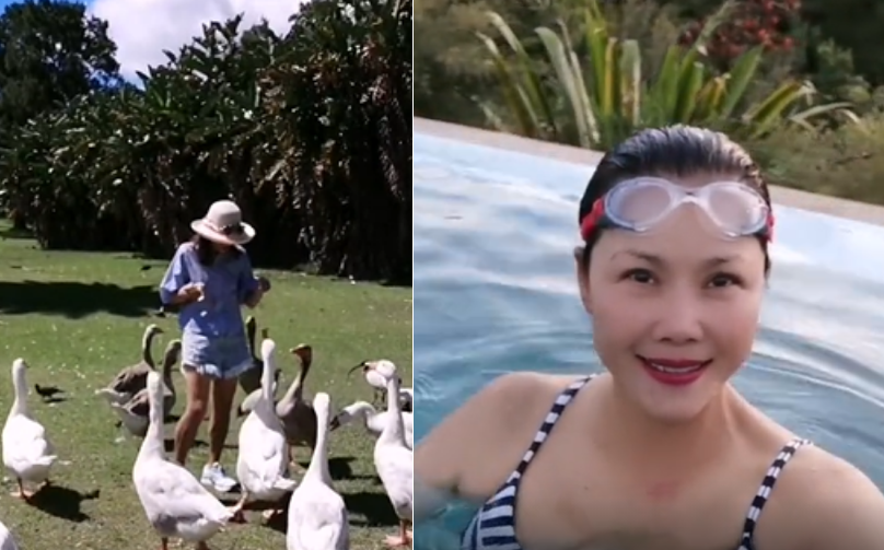 田震|55岁田震罕晒近况!穿吊带裙锁骨清晰太抢镜,皮肤白嫩不见皱纹