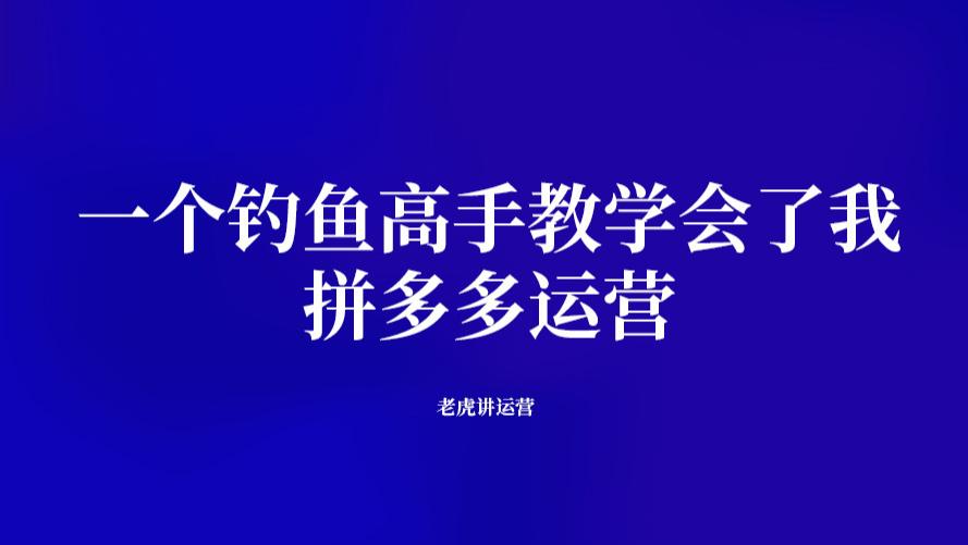 拼多多|一个钓鱼高手教学会了我拼多多运营