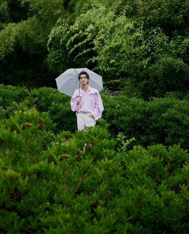 任嘉伦 任嘉伦对染发的执着，把头发挑染成粉紫色，还要扎一个小毽子