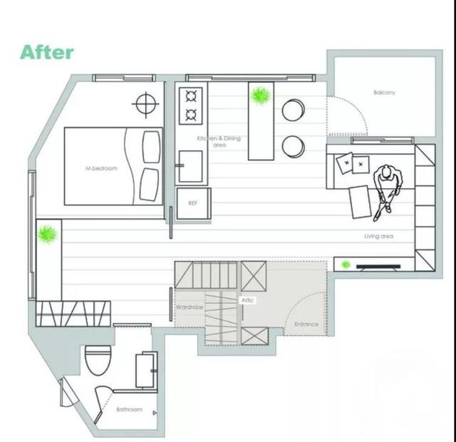 同样是50㎡,她家却能做两居室,还有衣帽间和化妆间,真羡慕!