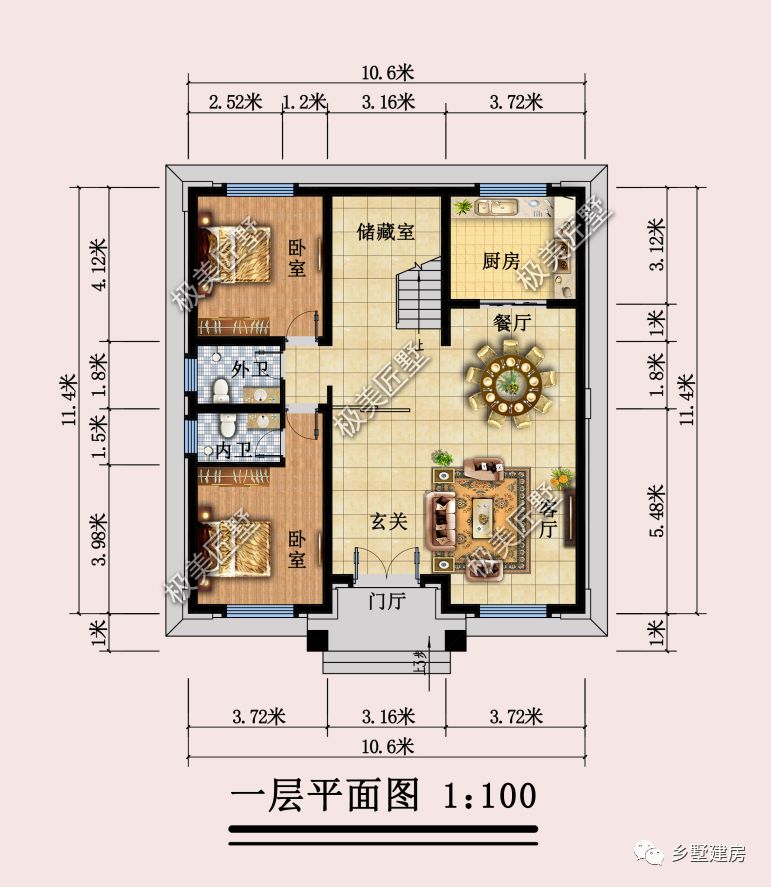 10.6X11.4米自带影音室的设计,人人都羡慕,回村建一栋不后悔