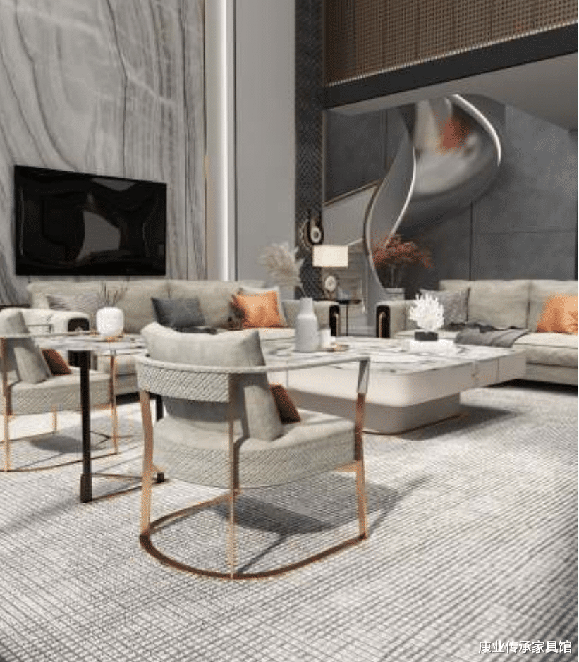 灰白色调的客厅静谧优雅,演绎时尚的新中式家居