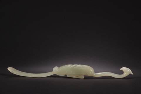 |清-老和田玉凤鸟勾