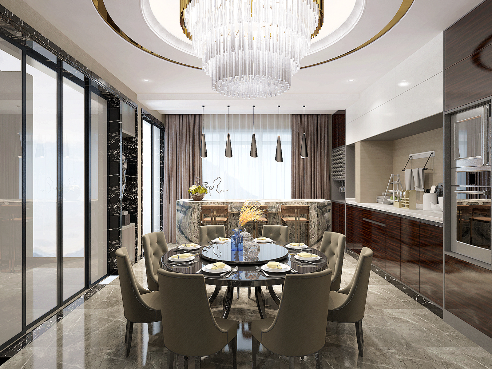 【鲁班装饰】兴冶国际360㎡现代混搭,闲适素雅