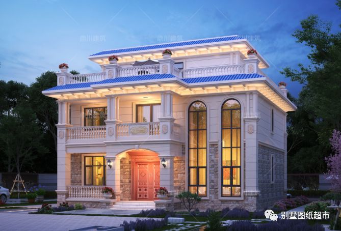 三层平屋顶别墅,12米×12米,挑空客厅设计,漂亮实用户型