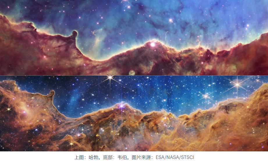 詹姆斯韦伯与哈勃的卫星图像:并排比较他们的图像——令人难以置信的图像细节差异