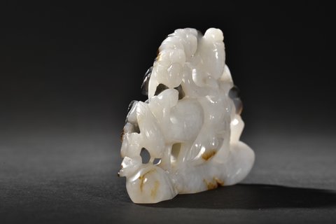 和田玉籽料|和田玉籽料松鹤延年人物摆件