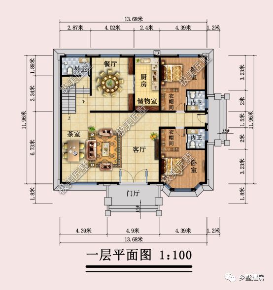 13.68X11.96米豪华大气的欧式别墅,华贵洋气,建出来村里人人夸