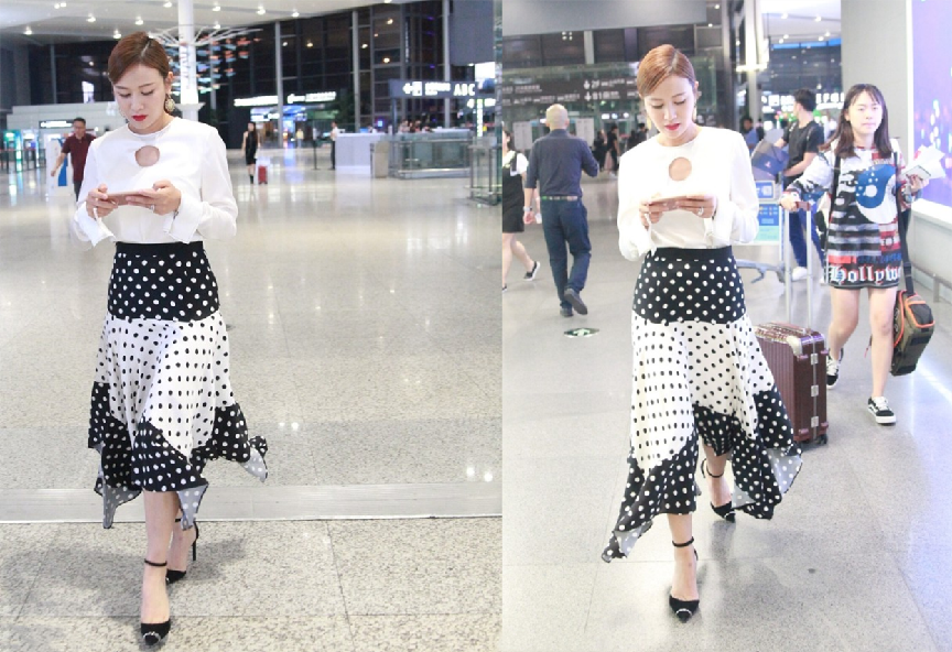 穿衣搭配 叶一茜还挺适合留短发的,显脸小还减龄,配波点上衣挺有少女感