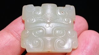 葫芦|明以前 熟坑 和田玉籽料 白玉 兽面纹 挂件