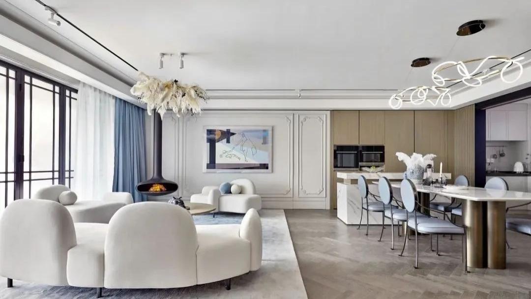 149㎡法式轻奢风格，线条与色彩融合，轻奢好浪漫