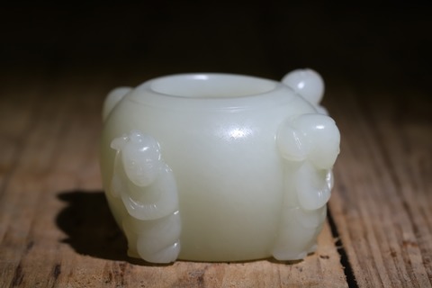 和田玉籽料|舊藏和田玉籽料“四囍童子 水盂”.