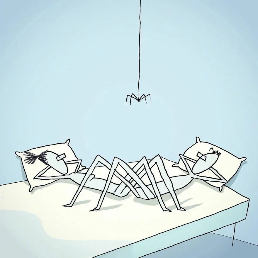 |幽默漫画:人际关系的隐喻 缠绵、冲突、猜忌……