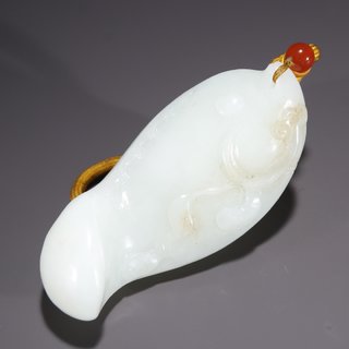 和田玉籽料|旧藏·和田玉籽料年年有余把件