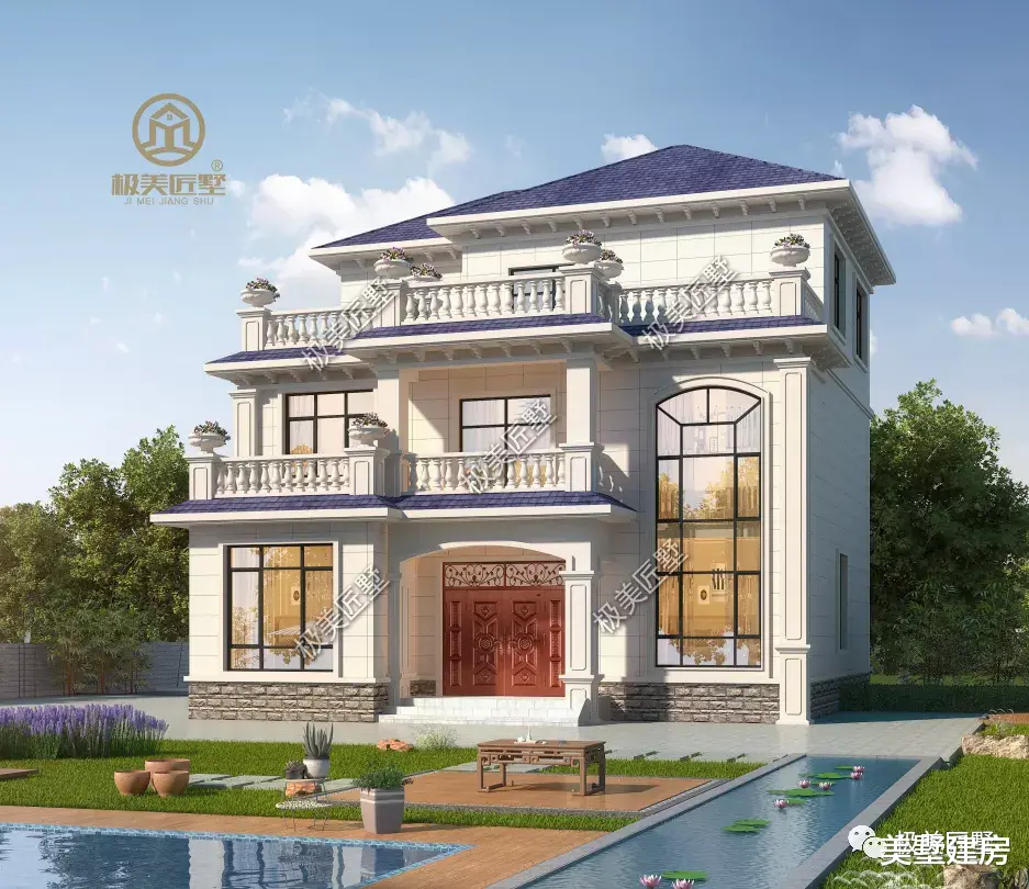 11.8X12.8米双露台设计的三层房,要是让我选,肯定就是它!