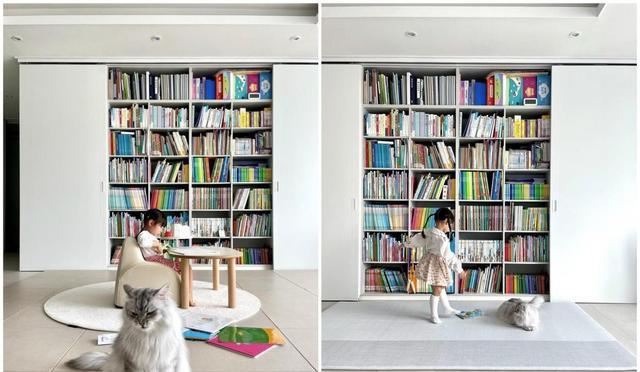 电视墙做书柜，客厅变亲子区，156这么一改，一家三口住更自在！