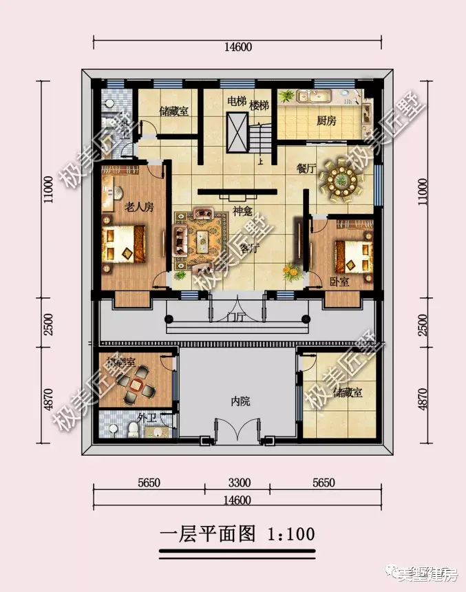 内设电梯的二层别墅,平屋顶设计,美观大气