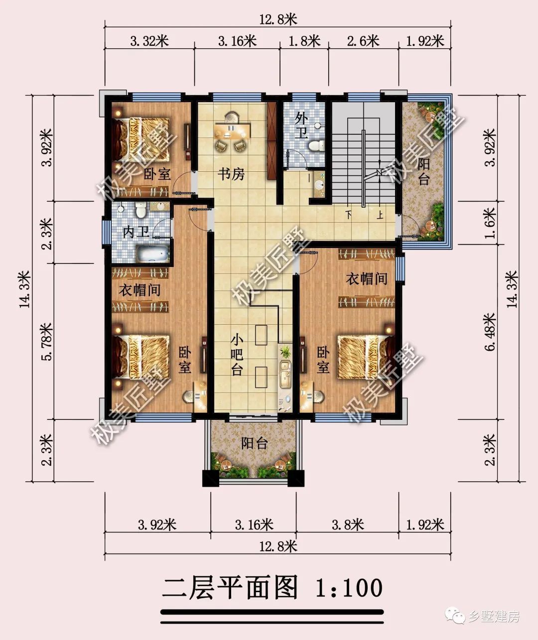 12.8X12米三层新中式别墅，一起感受典雅时尚，建房选它不后悔