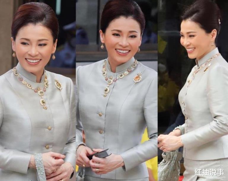 苏提达|44岁苏提达恃宠而骄，大摇大摆走在泰王前面，长发飘飘成功抢镜