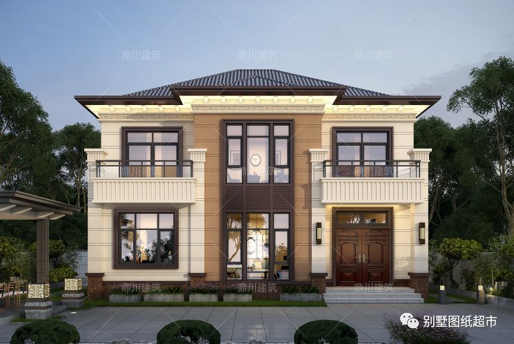 7套新中式二层农村别墅，第3第6套建的人最多，一层半那套颜值高