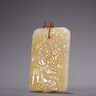 |旧藏·和田玉福寿双童玉牌