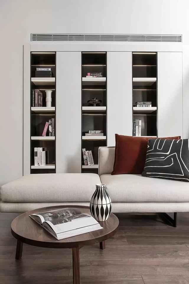 300㎡现代极简,黑白配+木饰面,满屋时尚自然的体验