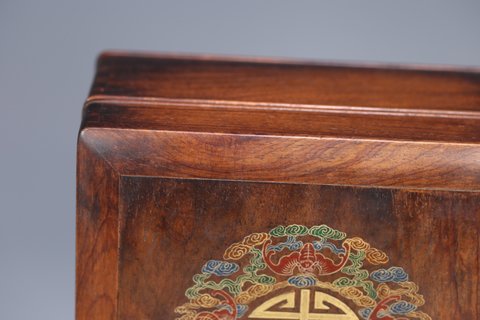 |晚清，黄花梨五福捧寿盖盒