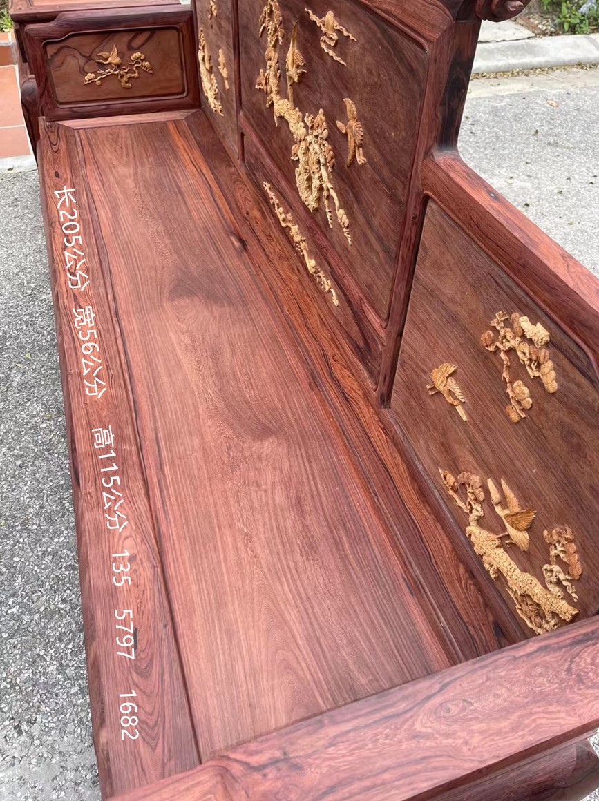 国标红木花枝沙发，原木白胚展示，半成品毛胚干净