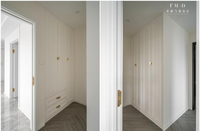 卧室小点，也能挤出一个不占地衣帽间：门侧墙塞柜子，多2储物