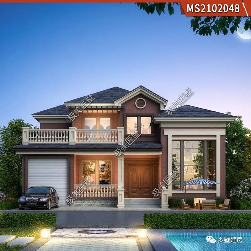 五款带车库的精美别墅效果图,人要住新家,爱车也能有新屋