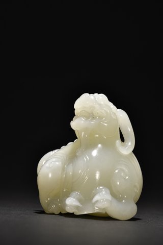 元青花|和田玉瑞兽摆件